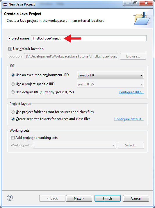eclipse project name