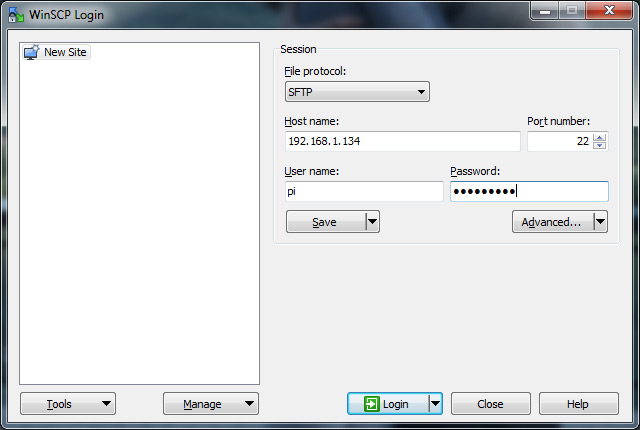 winscp-raspberry