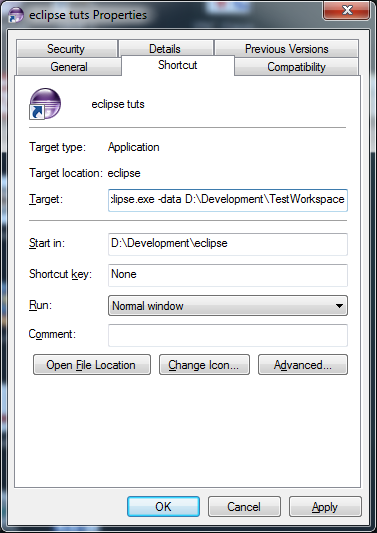 Eclipse properties