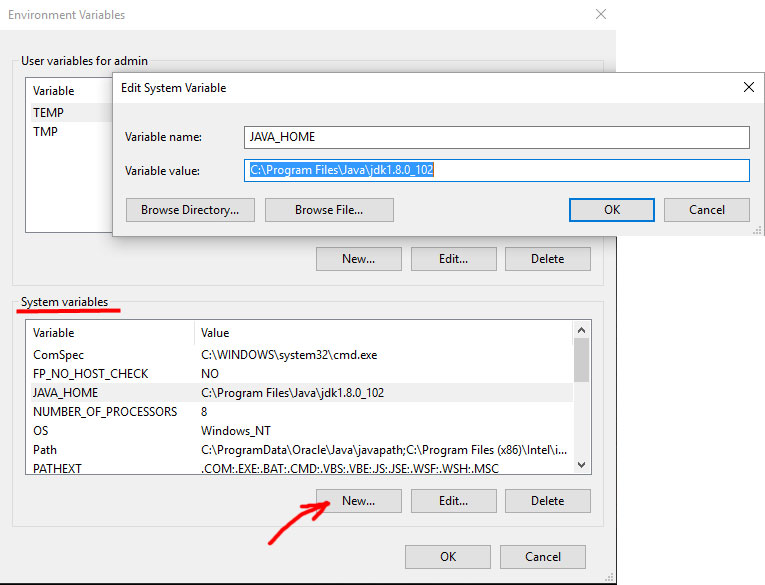 Add JAVA_HOME as system variable