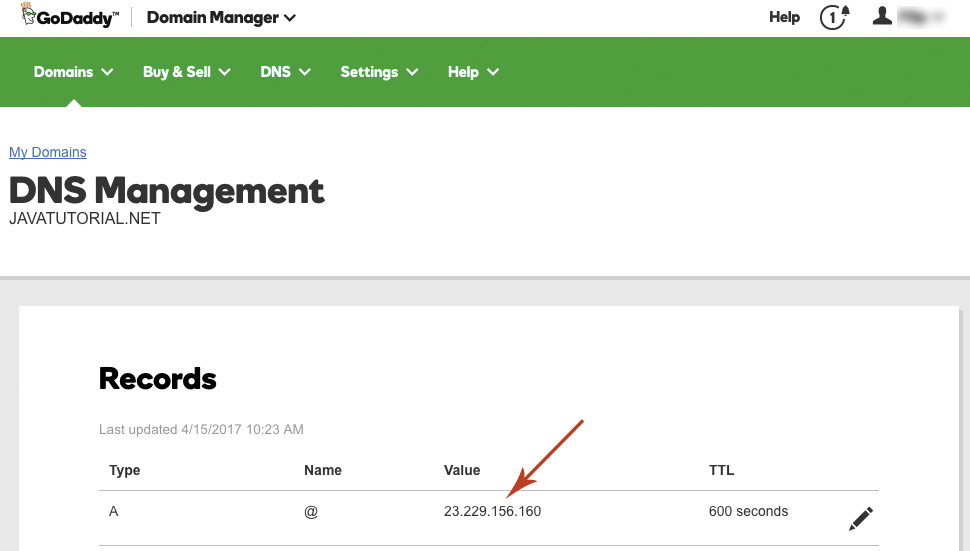 Change DNS A record