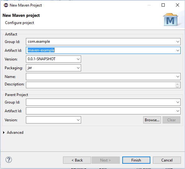 Fill Maven artifact information like groupID and artifactID.