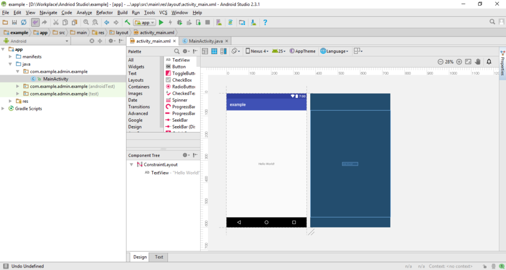 Project screen
