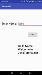 App running on Android device