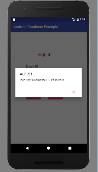 wrong id or password