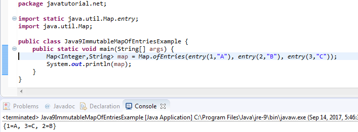 Java 9 immutable Map example