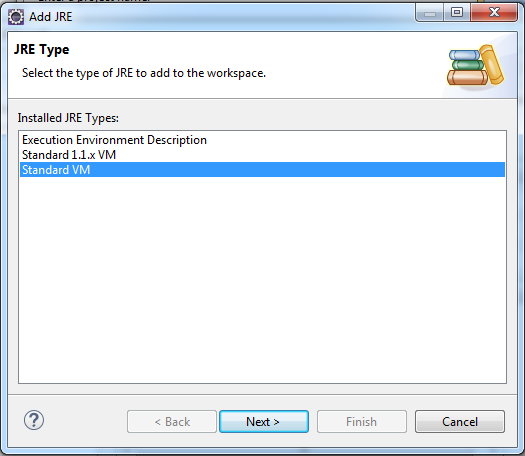 Eclipse select Standard VM