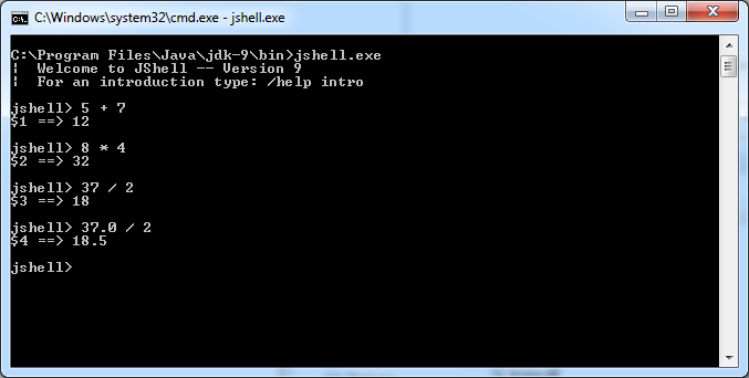 JShell arithmetic operations