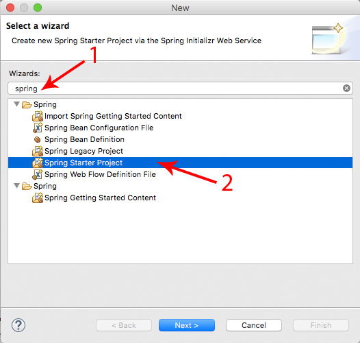Create new Spring starter project