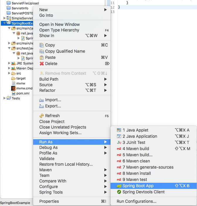 Run project as Spring boot app