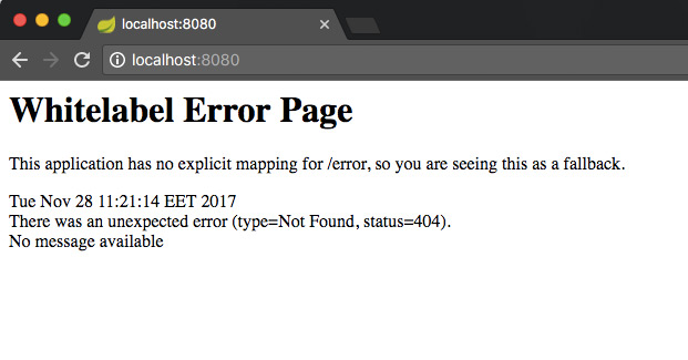 Spring whitelabel error page