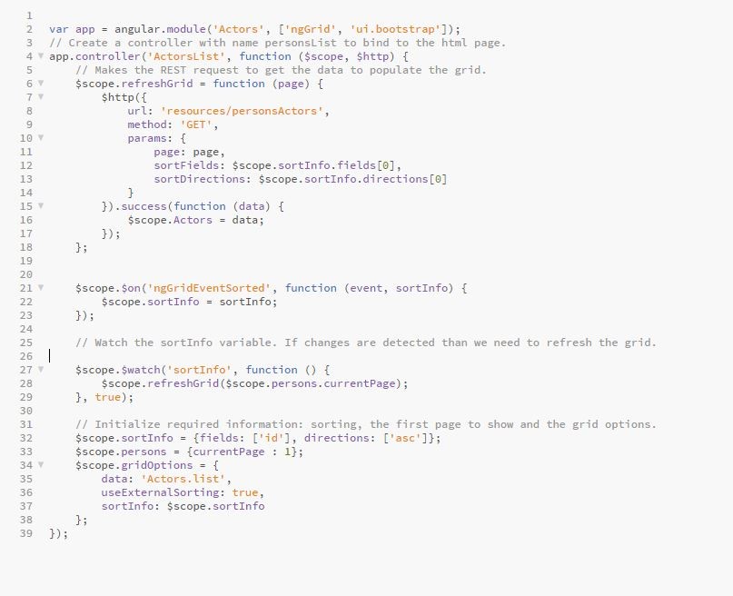 Angular code