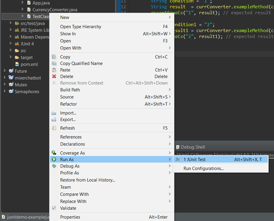 Run As Junit Eclipse