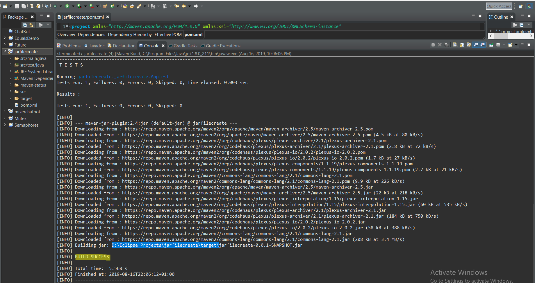 maven install jar create file java