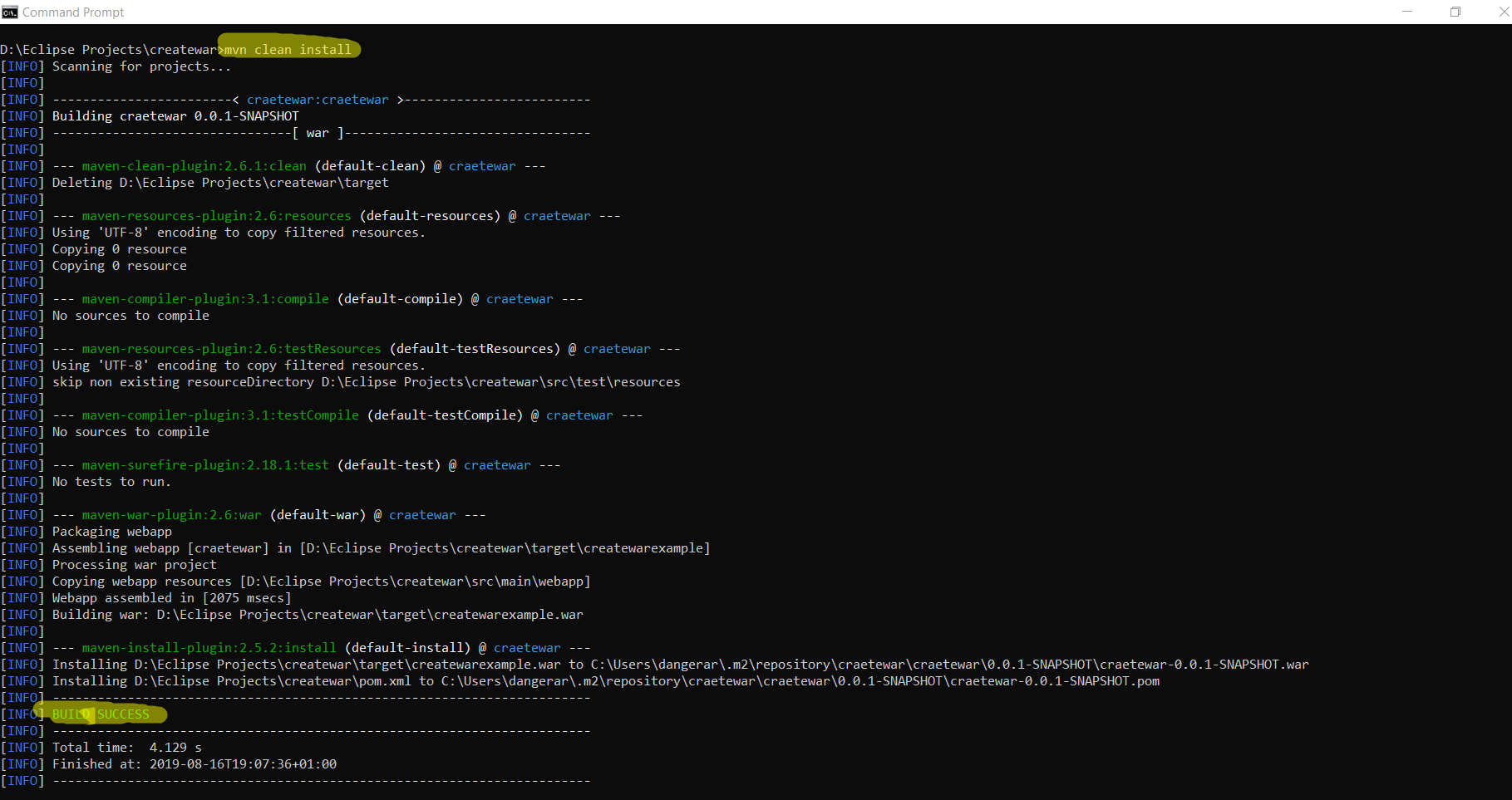 java maven clean install command cmd eclipse