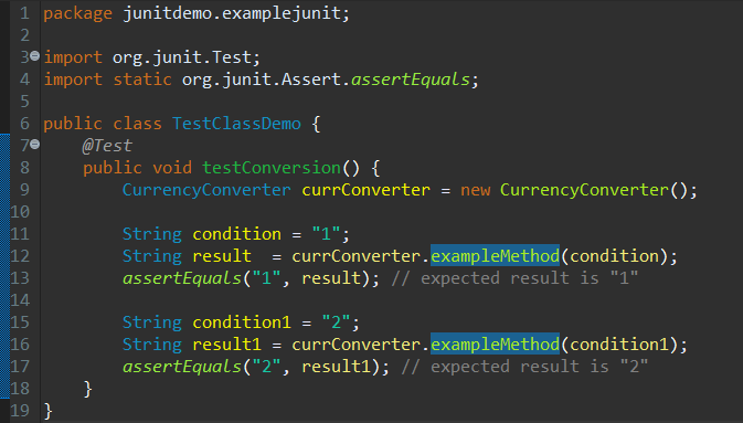Test class example