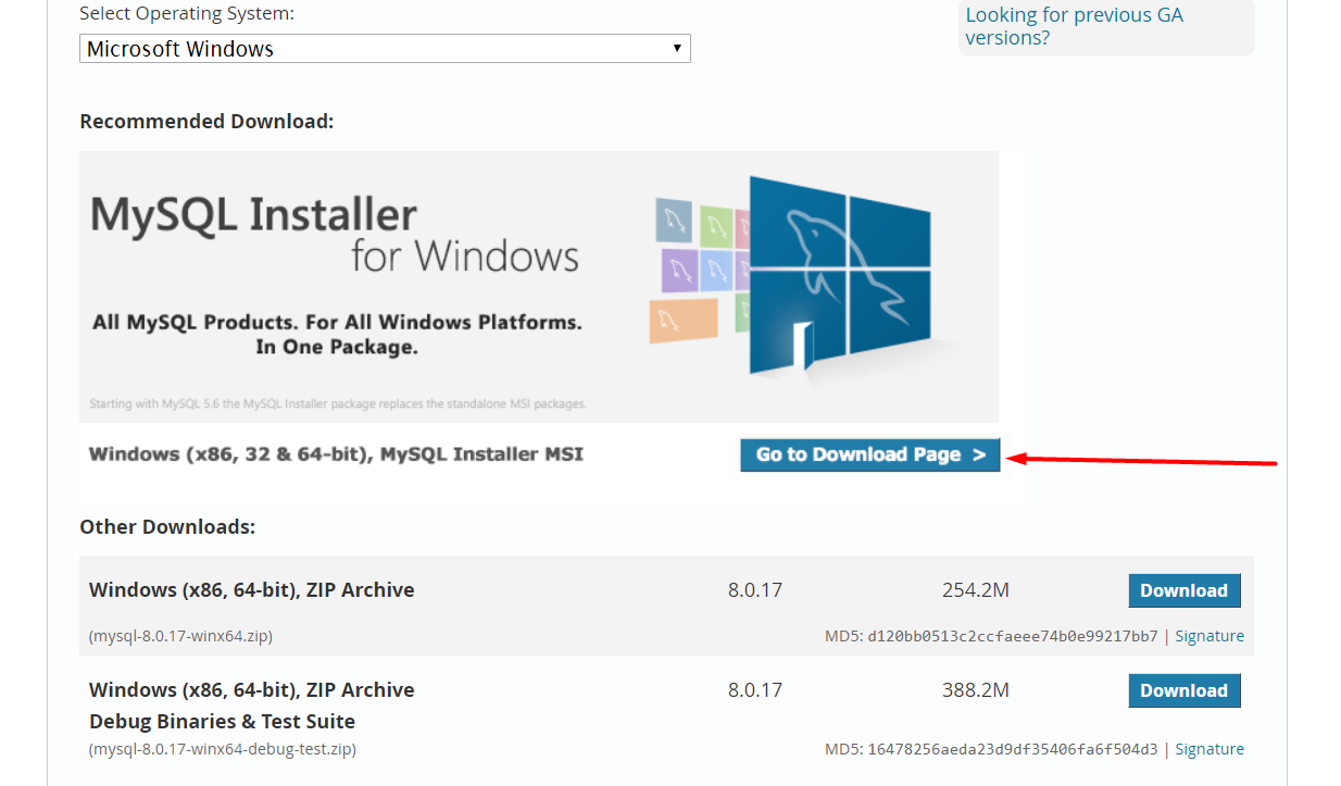 Download Page MySQL