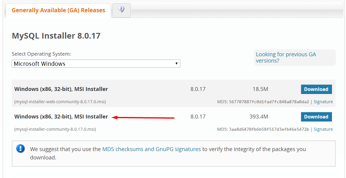 MSI installer MySQL