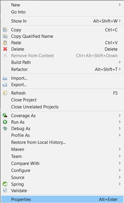Properties Eclipse Java Project